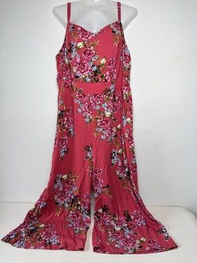 TORRID Jumpsuit Romper Pink Floral Pockets Smocked Back Women Plus Size 2X